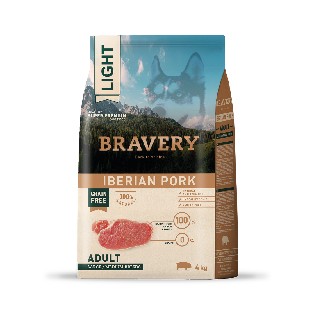 4PE040068-1.png BRAVERY LIGHT IBERIAN PORK ADULT LARGE/MEDIUM BREEDS 4 KG - Imagem 1