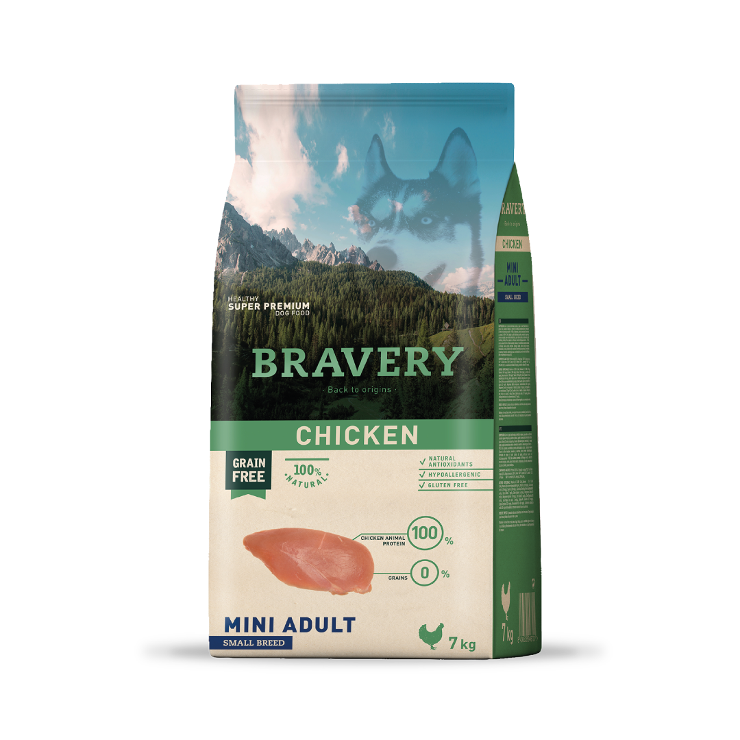 4PE070003-1.png BRAVERY CHICKEN MINI ADULT SMALL BREEDS 7 KG - Imagem 1